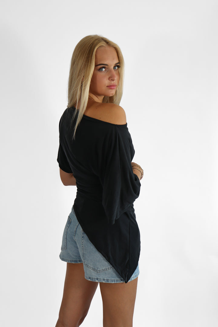 Ivory Draped Top - Stretch