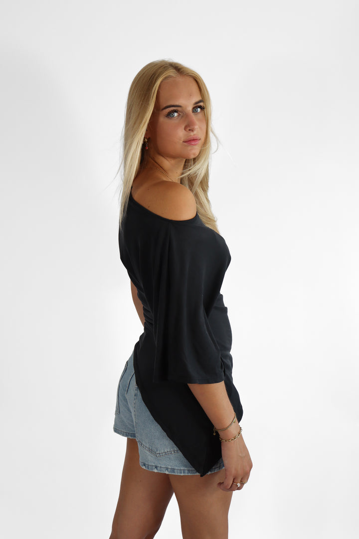 Ivory Draped Top - Stretch