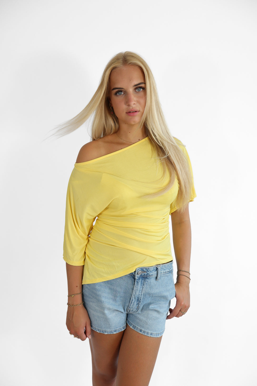 Ivory Draped Top - Stretch