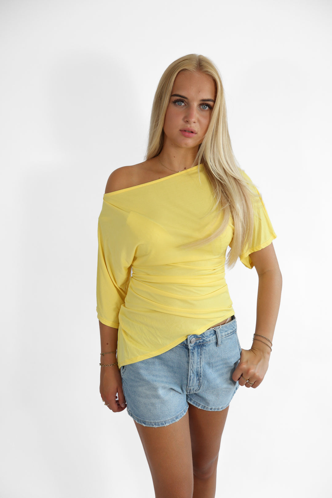 Ivory Draped Top - Stretch