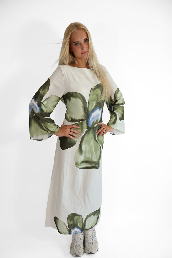 Flowery Long Dress - Stretch