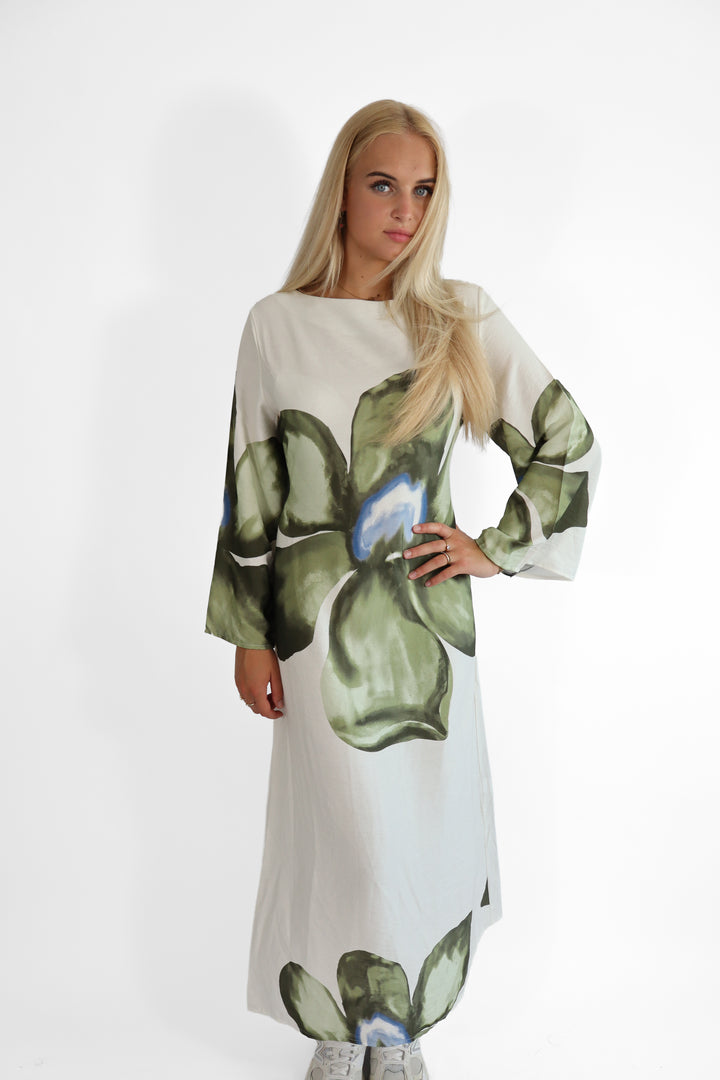 Flowery Long Dress - Stretch