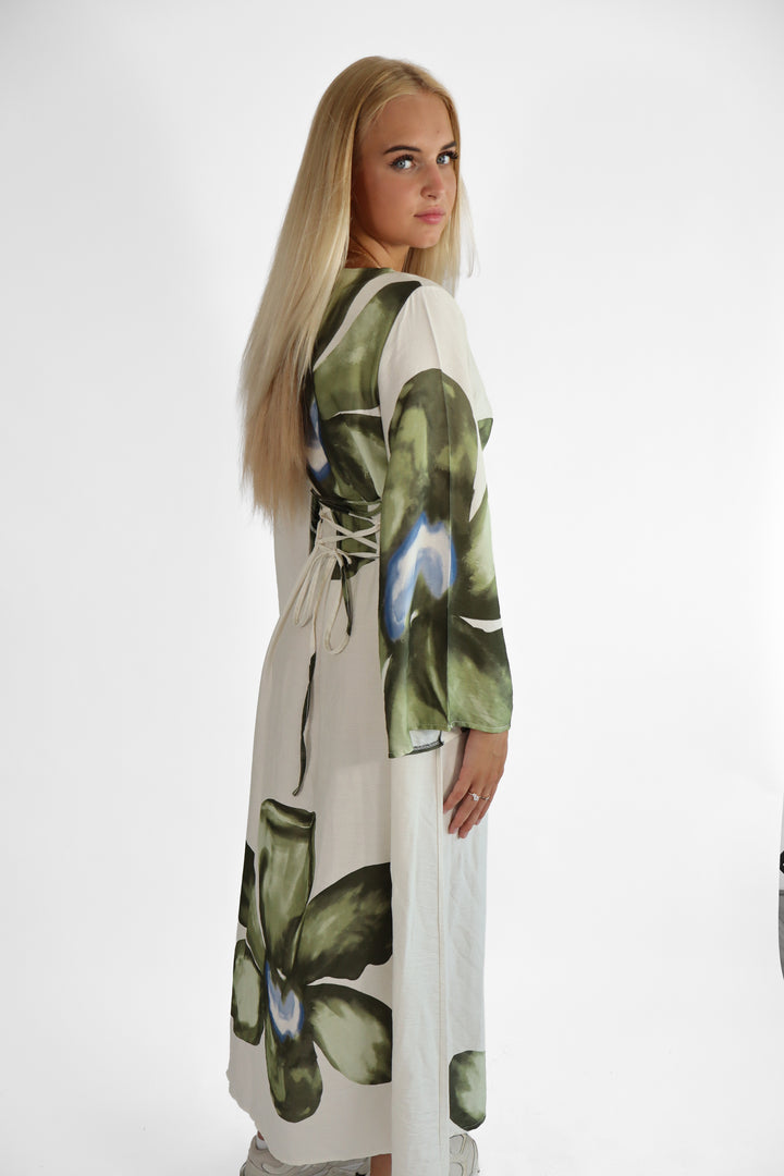 Flowery Long Dress - Stretch