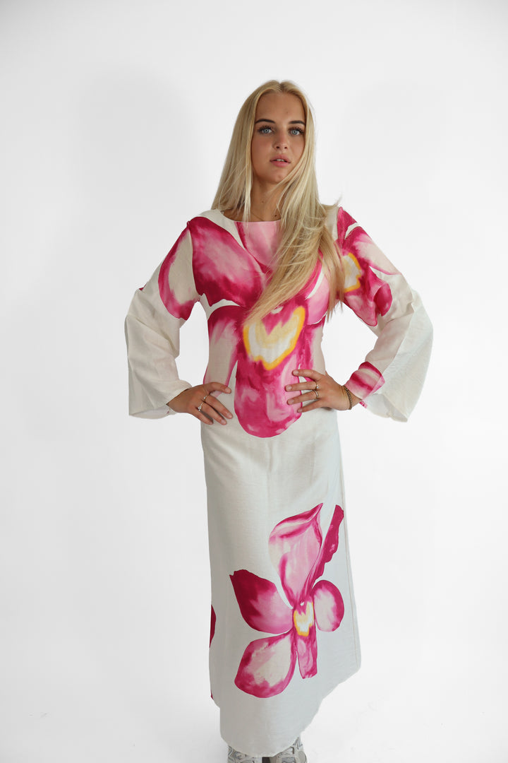 Flowery Long Dress - Stretch