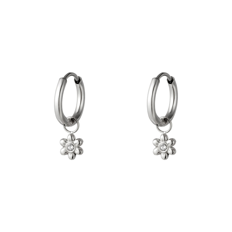 Little Flower Hoops - Silver