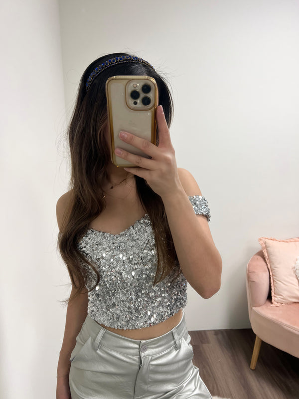 Disco Dreams Rhinestone Headband - Navy Blue