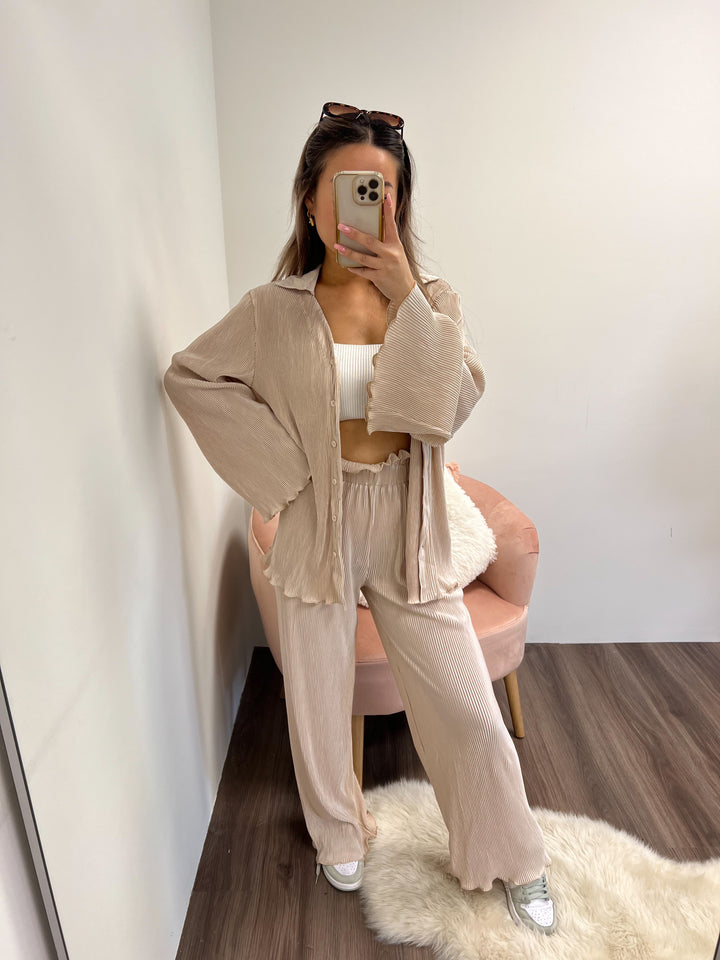 Plissé Two Piece Set - Nude