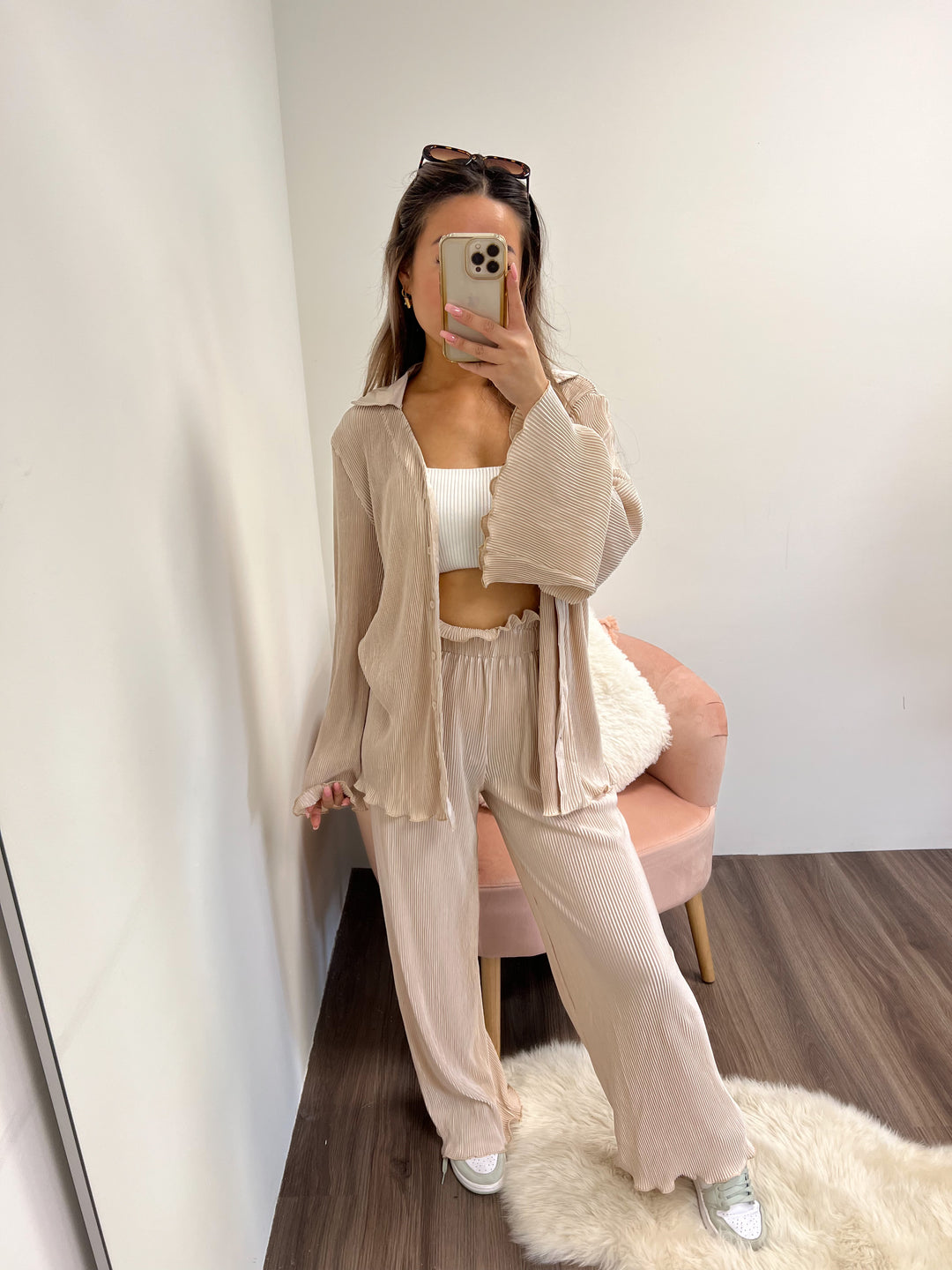 Plissé Two Piece Set - Nude