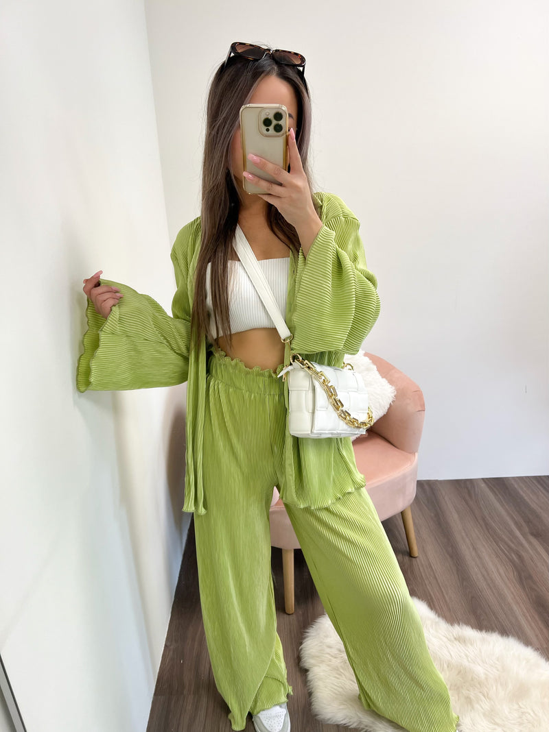 Plissé Two Piece Set - Green