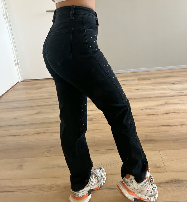 Stretch Glitter Jeans - Black