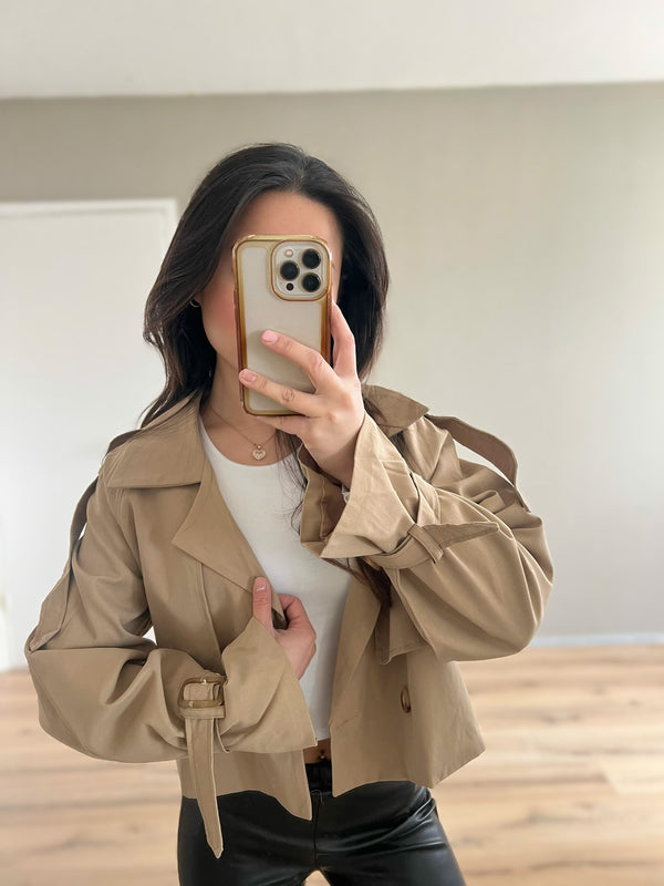 Cropped Trench Coat - Camel