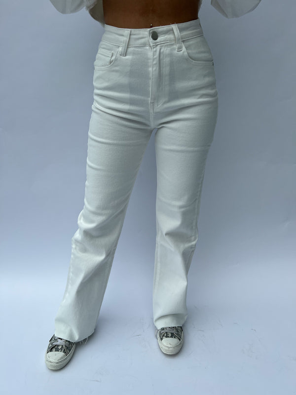 Stretch Straight Leg Jeans - White